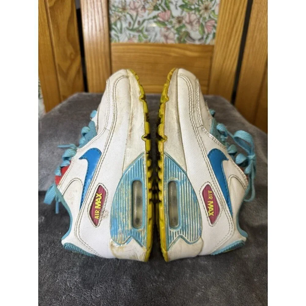 VTG NIKE AIRMAX 90 Y2k Toddler Girls Sneakers Shoes White Blue Retro Preppy 11C